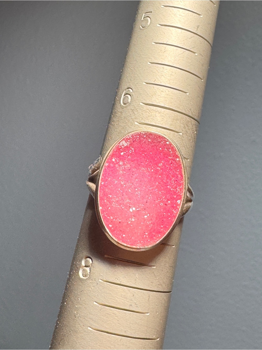 Pink Druzy Oval Ring - Women Jewelry - Picture 2 of 5